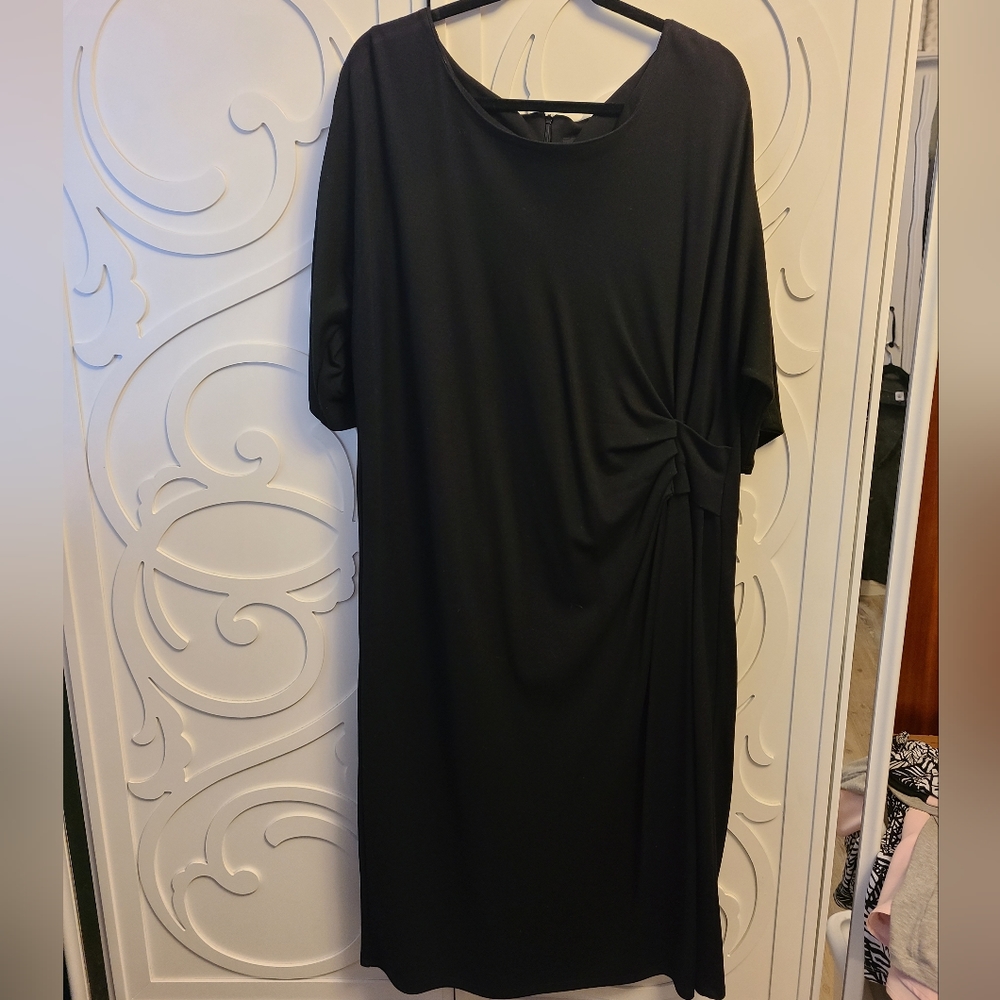 Midi Dress with Ruching and Back Zipper